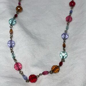 SALE Vintage gold tone multi colored bead chain w/ dangle earrings set